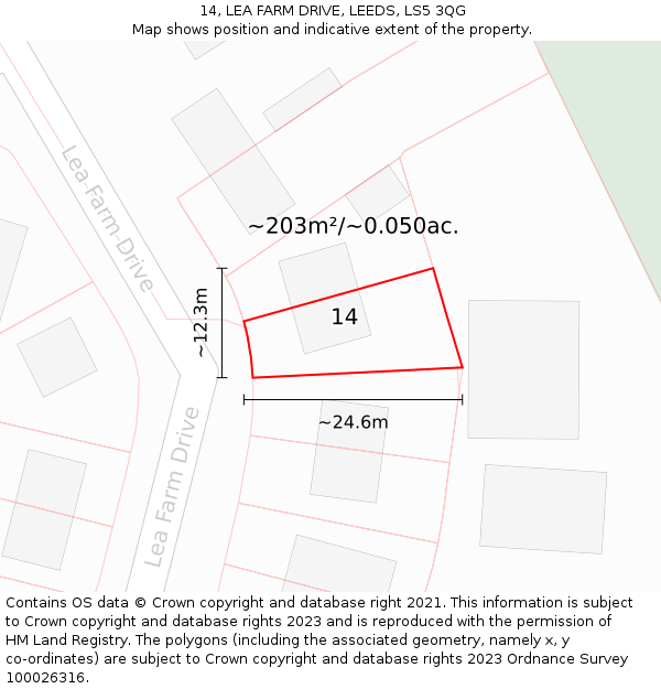 14, LEA FARM DRIVE, LEEDS, LS5 3QG: Plot and title map