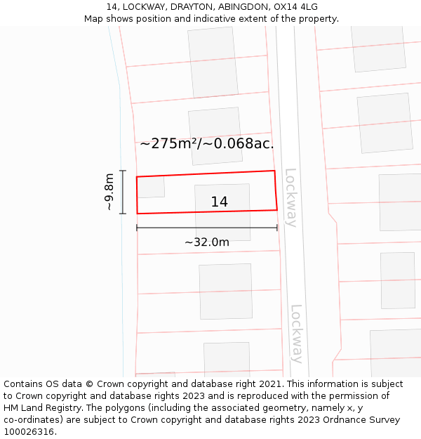 14, LOCKWAY, DRAYTON, ABINGDON, OX14 4LG: Plot and title map