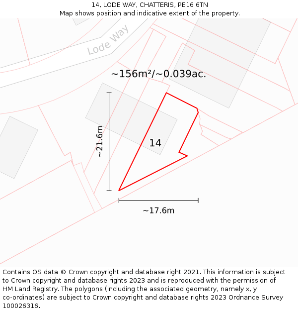 14, LODE WAY, CHATTERIS, PE16 6TN: Plot and title map