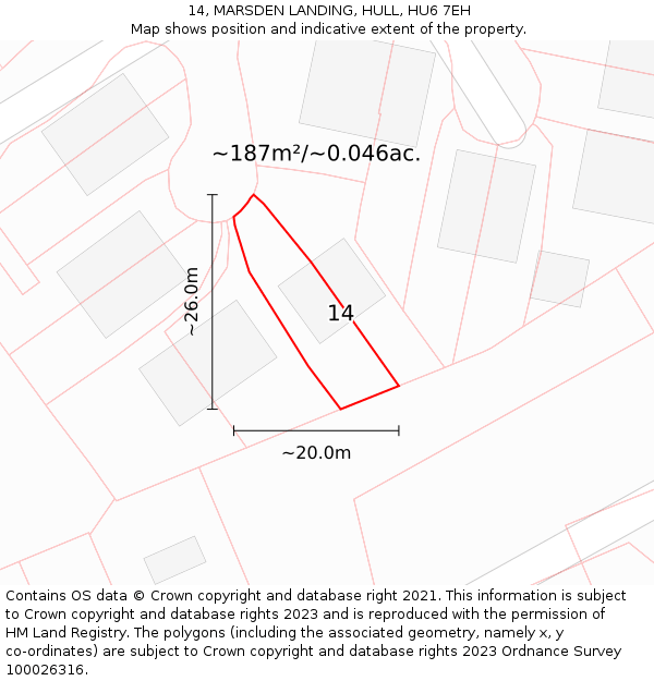 14, MARSDEN LANDING, HULL, HU6 7EH: Plot and title map
