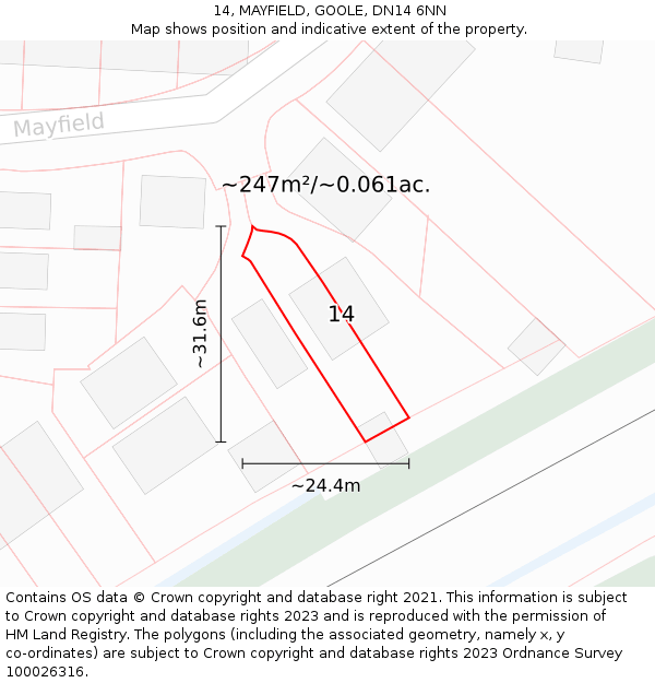 14, MAYFIELD, GOOLE, DN14 6NN: Plot and title map