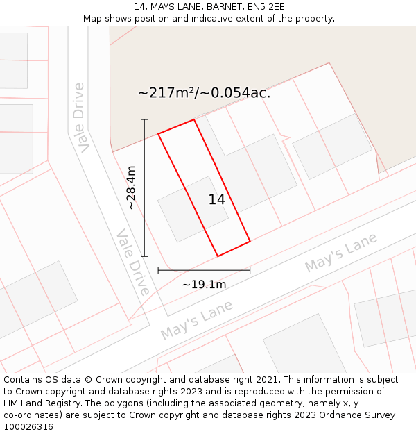 14, MAYS LANE, BARNET, EN5 2EE: Plot and title map