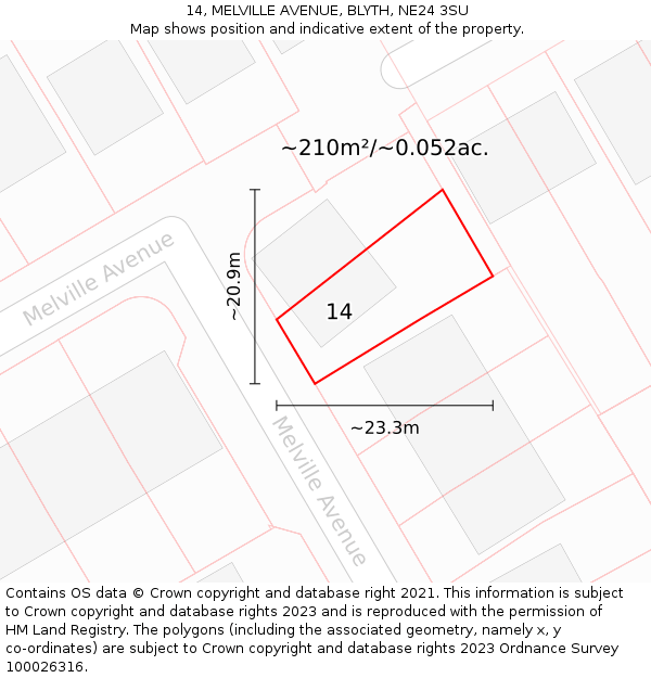 14, MELVILLE AVENUE, BLYTH, NE24 3SU: Plot and title map