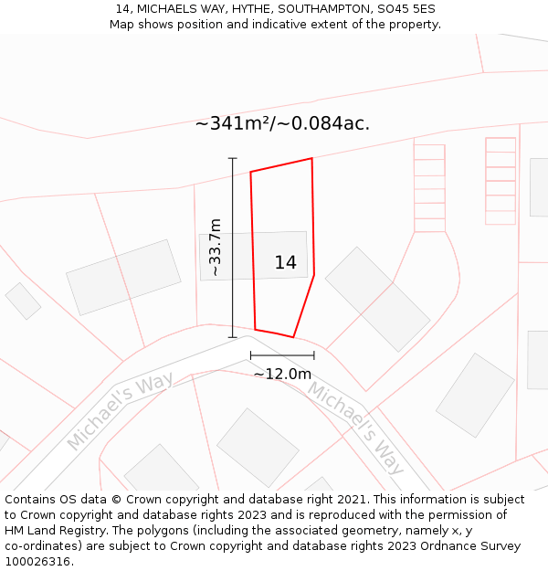 14, MICHAELS WAY, HYTHE, SOUTHAMPTON, SO45 5ES: Plot and title map