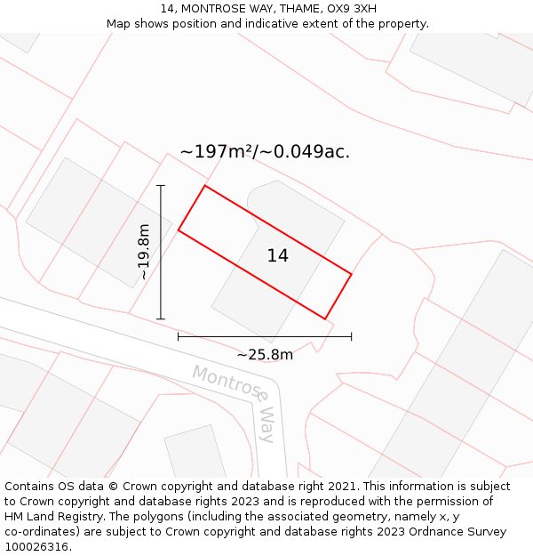 14, MONTROSE WAY, THAME, OX9 3XH: Plot and title map