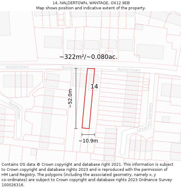 14, NALDERTOWN, WANTAGE, OX12 9EB: Plot and title map