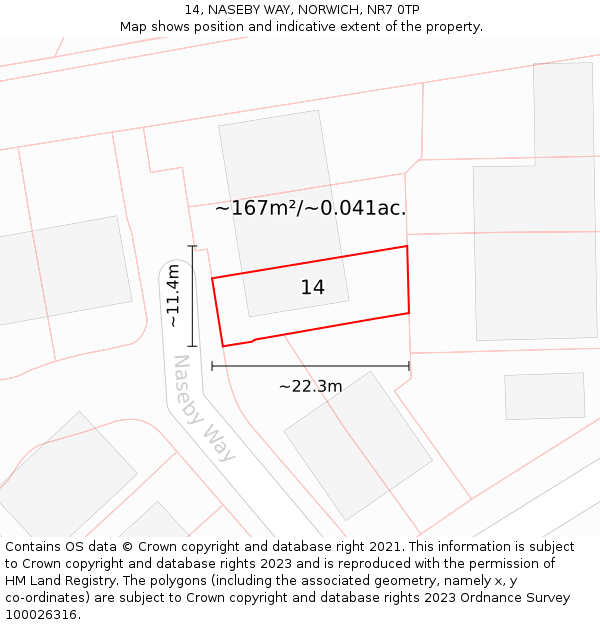 14, NASEBY WAY, NORWICH, NR7 0TP: Plot and title map