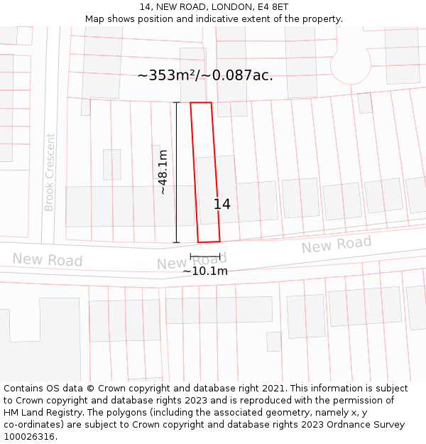14, NEW ROAD, LONDON, E4 8ET: Plot and title map