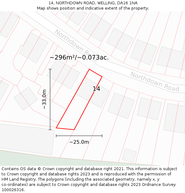 14, NORTHDOWN ROAD, WELLING, DA16 1NA: Plot and title map