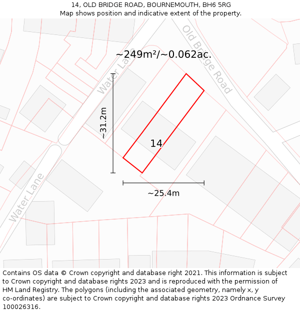 14, OLD BRIDGE ROAD, BOURNEMOUTH, BH6 5RG: Plot and title map