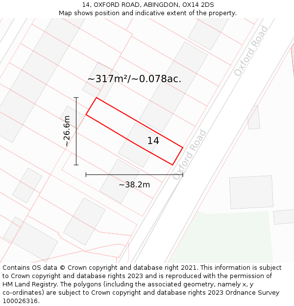 14, OXFORD ROAD, ABINGDON, OX14 2DS: Plot and title map