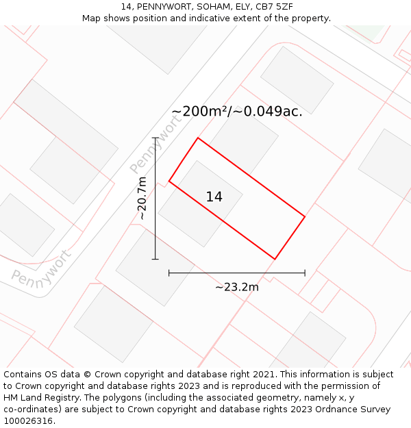 14, PENNYWORT, SOHAM, ELY, CB7 5ZF: Plot and title map