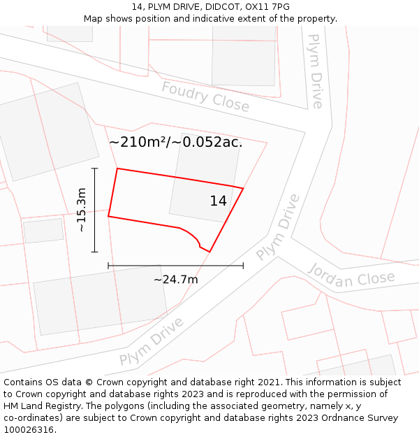 14, PLYM DRIVE, DIDCOT, OX11 7PG: Plot and title map