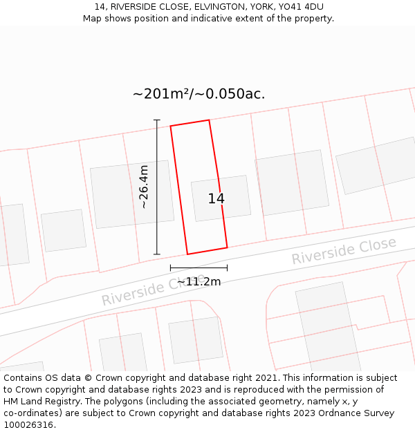 14, RIVERSIDE CLOSE, ELVINGTON, YORK, YO41 4DU: Plot and title map