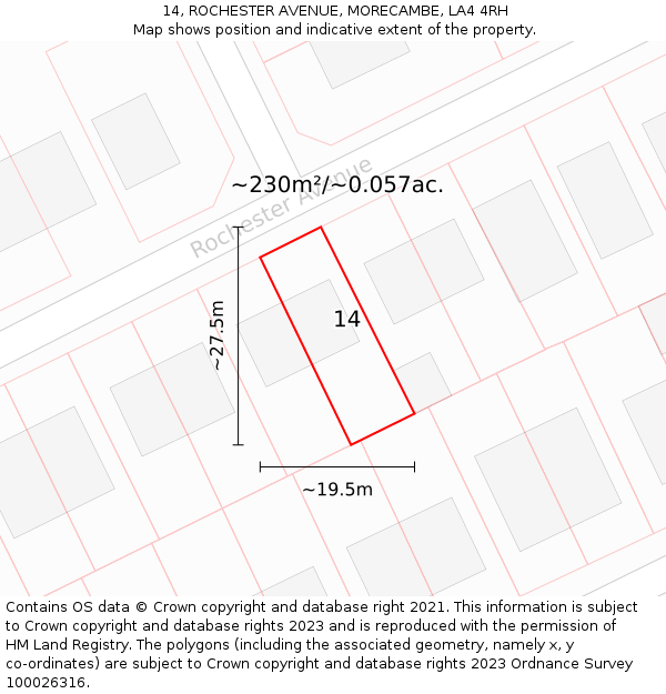 14, ROCHESTER AVENUE, MORECAMBE, LA4 4RH: Plot and title map
