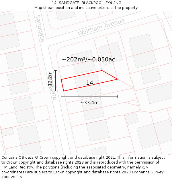 14, SANDGATE, BLACKPOOL, FY4 2NG: Plot and title map