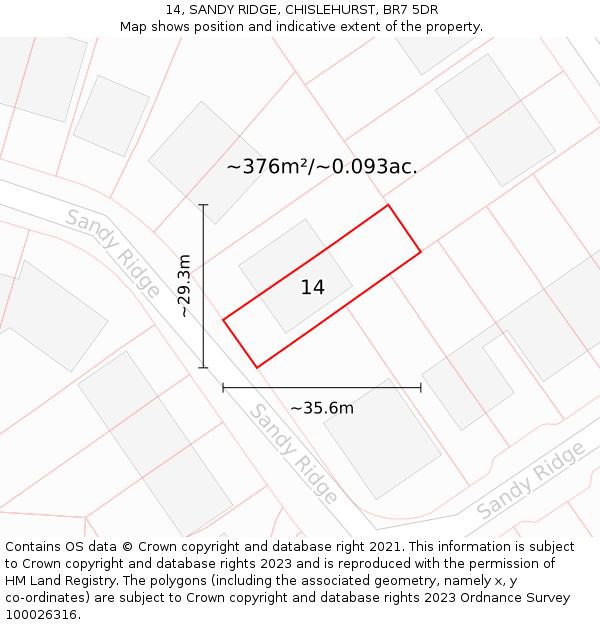 14, SANDY RIDGE, CHISLEHURST, BR7 5DR: Plot and title map