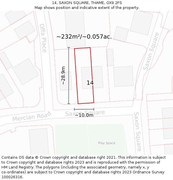 14, SAXON SQUARE, THAME, OX9 2FS: Plot and title map