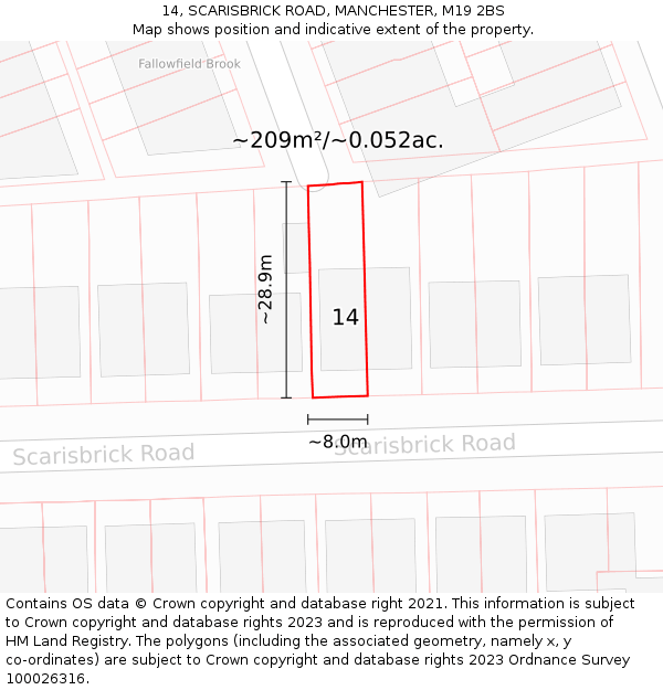 14, SCARISBRICK ROAD, MANCHESTER, M19 2BS: Plot and title map