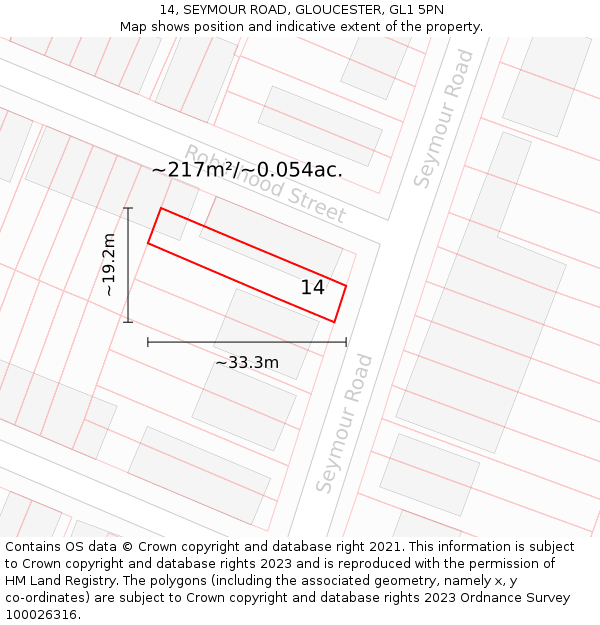 14, SEYMOUR ROAD, GLOUCESTER, GL1 5PN: Plot and title map
