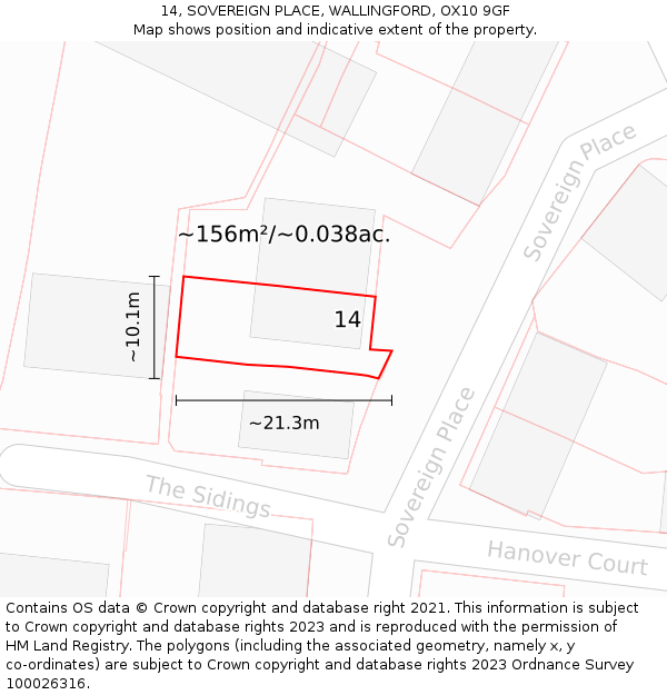 14, SOVEREIGN PLACE, WALLINGFORD, OX10 9GF: Plot and title map