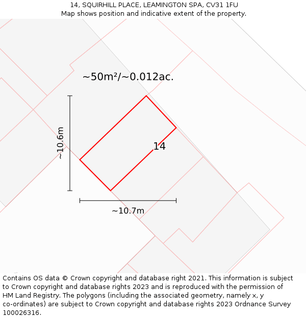 14, SQUIRHILL PLACE, LEAMINGTON SPA, CV31 1FU: Plot and title map