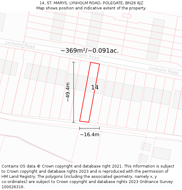 14, ST. MARYS, LYNHOLM ROAD, POLEGATE, BN26 6JZ: Plot and title map