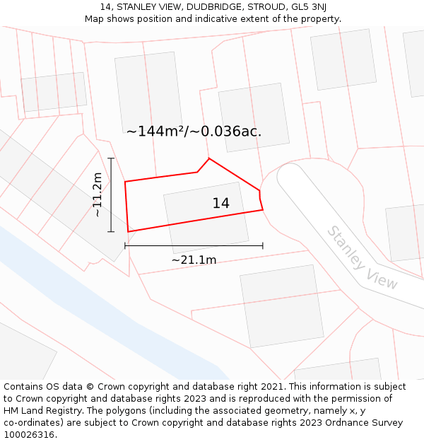 14, STANLEY VIEW, DUDBRIDGE, STROUD, GL5 3NJ: Plot and title map