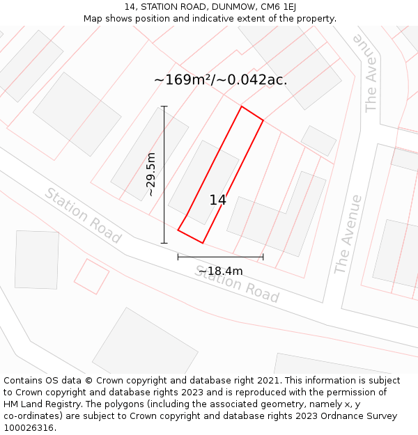 14, STATION ROAD, DUNMOW, CM6 1EJ: Plot and title map