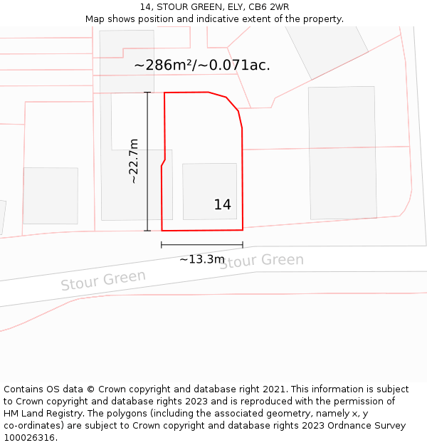 14, STOUR GREEN, ELY, CB6 2WR: Plot and title map
