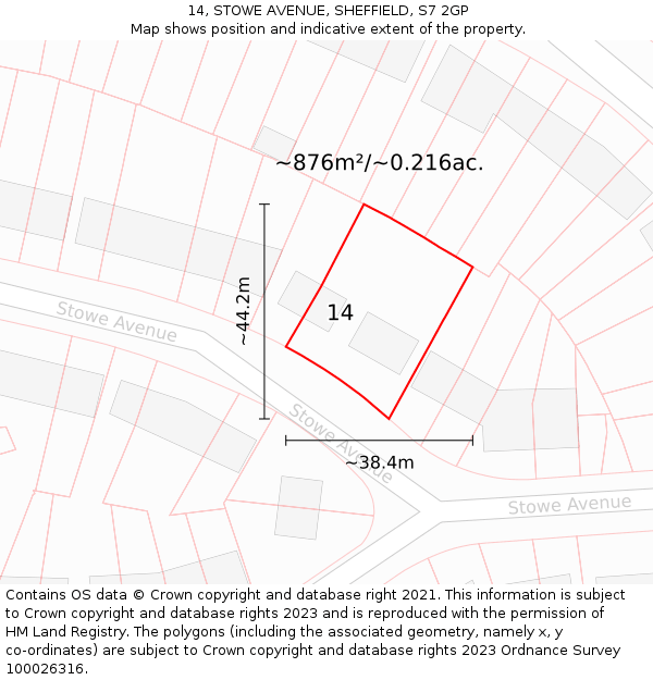 14, STOWE AVENUE, SHEFFIELD, S7 2GP: Plot and title map