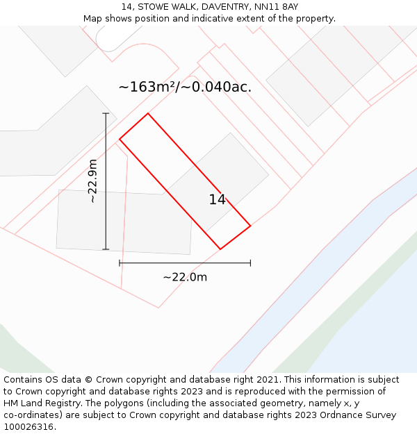 14, STOWE WALK, DAVENTRY, NN11 8AY: Plot and title map
