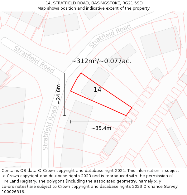 14, STRATFIELD ROAD, BASINGSTOKE, RG21 5SD: Plot and title map