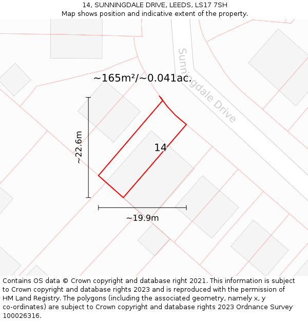 14, SUNNINGDALE DRIVE, LEEDS, LS17 7SH: Plot and title map