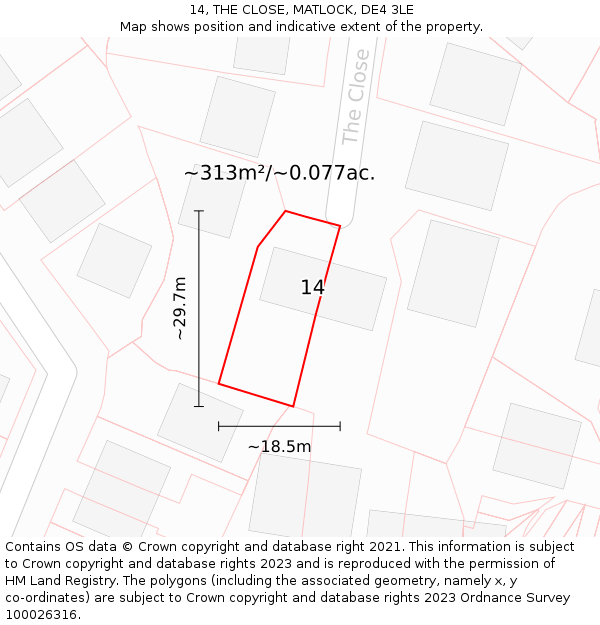 14, THE CLOSE, MATLOCK, DE4 3LE: Plot and title map