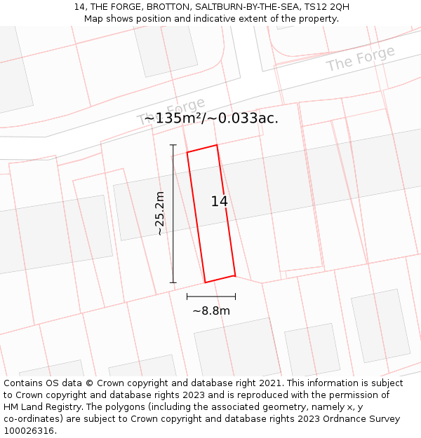 14, THE FORGE, BROTTON, SALTBURN-BY-THE-SEA, TS12 2QH: Plot and title map