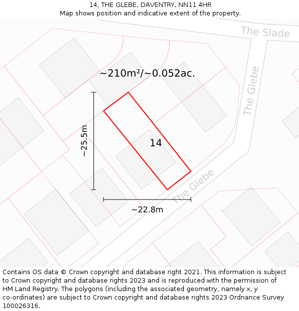 14, THE GLEBE, DAVENTRY, NN11 4HR: Plot and title map