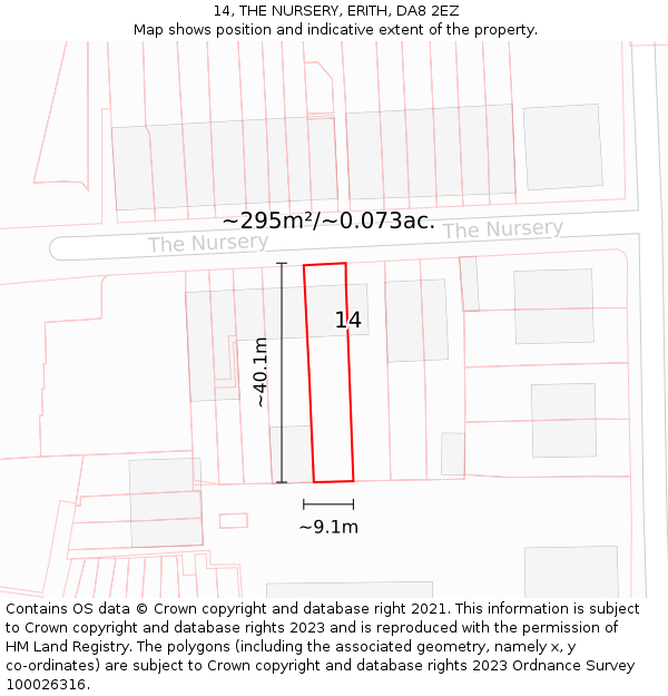 14, THE NURSERY, ERITH, DA8 2EZ: Plot and title map