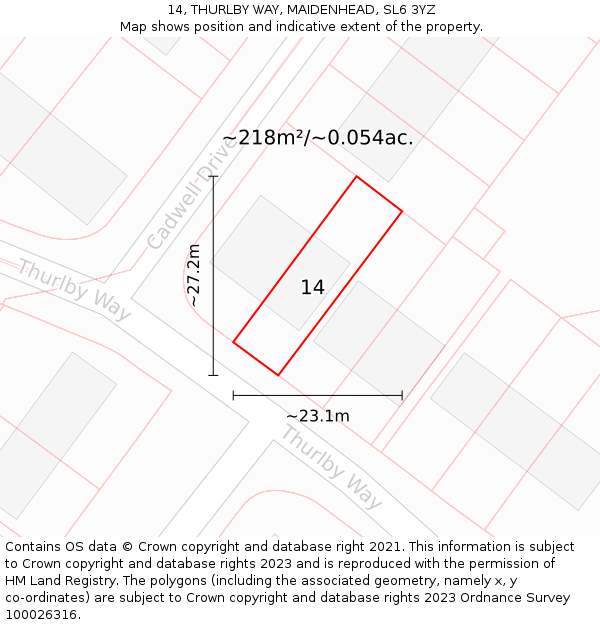 14, THURLBY WAY, MAIDENHEAD, SL6 3YZ: Plot and title map