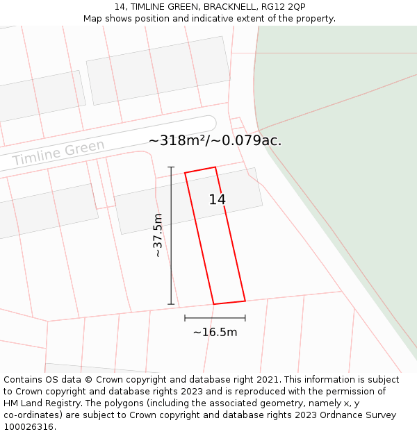 14, TIMLINE GREEN, BRACKNELL, RG12 2QP: Plot and title map