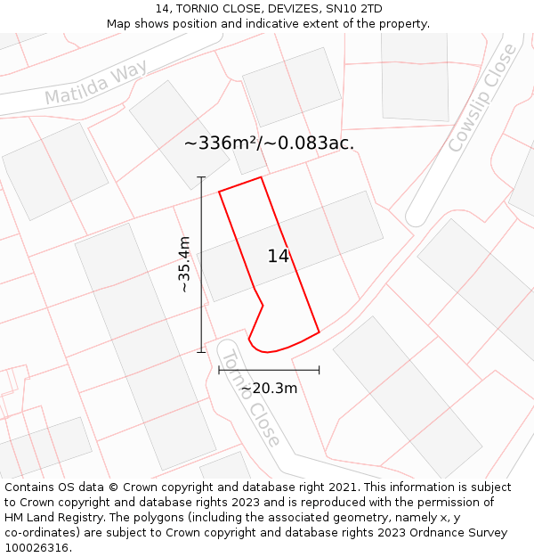14, TORNIO CLOSE, DEVIZES, SN10 2TD: Plot and title map