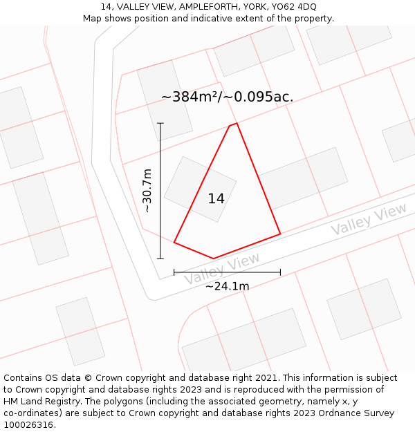 14, VALLEY VIEW, AMPLEFORTH, YORK, YO62 4DQ: Plot and title map