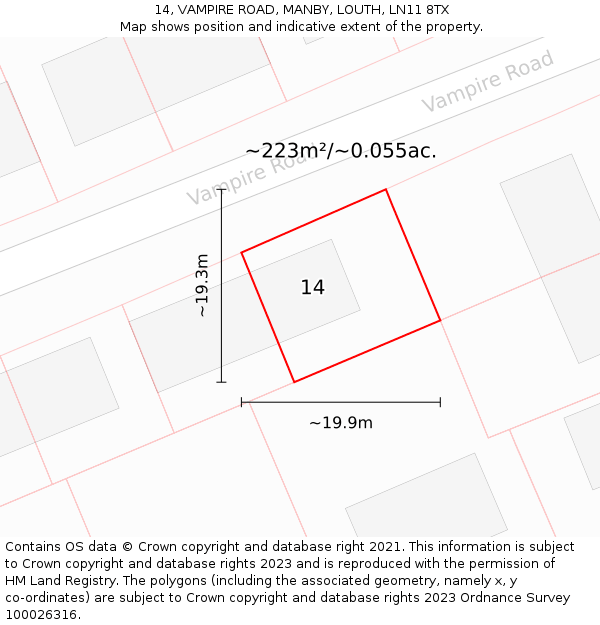 14, VAMPIRE ROAD, MANBY, LOUTH, LN11 8TX: Plot and title map