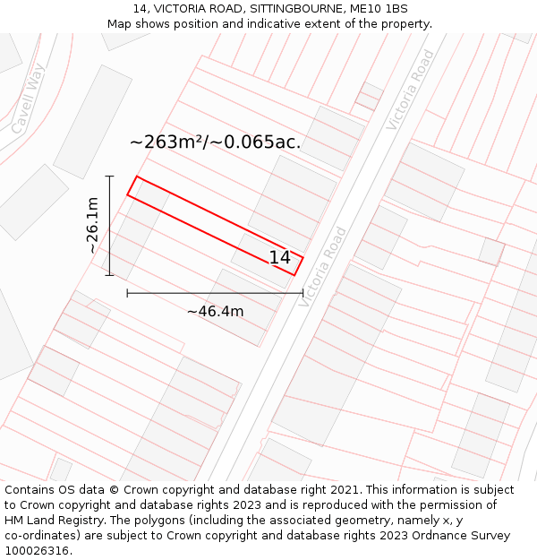 14, VICTORIA ROAD, SITTINGBOURNE, ME10 1BS: Plot and title map