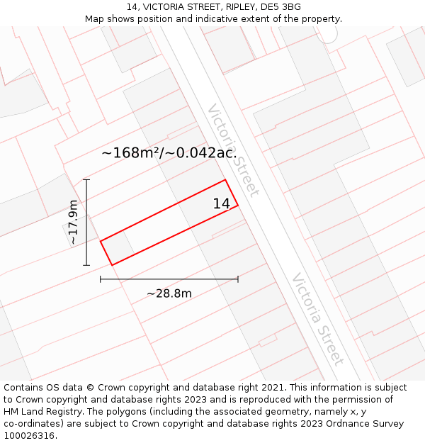 14, VICTORIA STREET, RIPLEY, DE5 3BG: Plot and title map