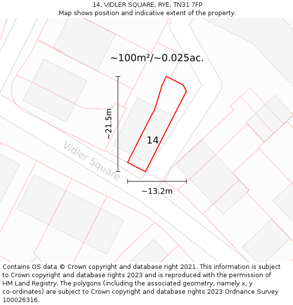 14, VIDLER SQUARE, RYE, TN31 7FP: Plot and title map