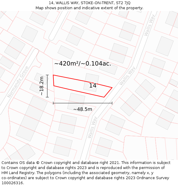 14, WALLIS WAY, STOKE-ON-TRENT, ST2 7JQ: Plot and title map