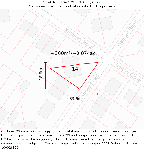 14, WALMER ROAD, WHITSTABLE, CT5 4LF: Plot and title map