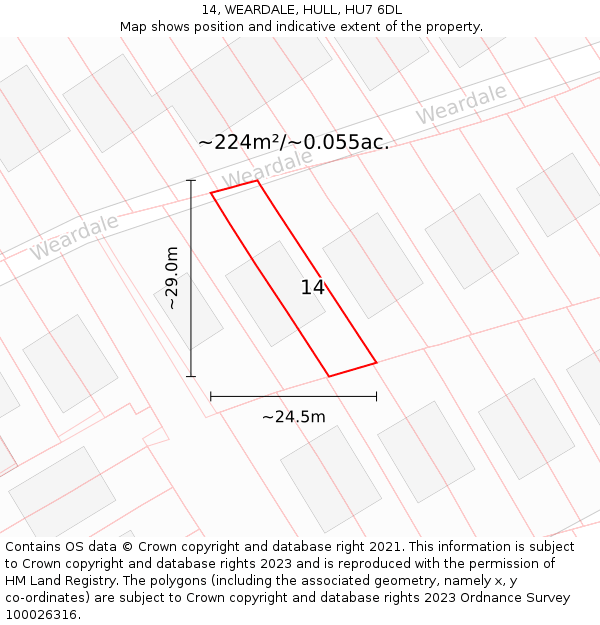 14, WEARDALE, HULL, HU7 6DL: Plot and title map