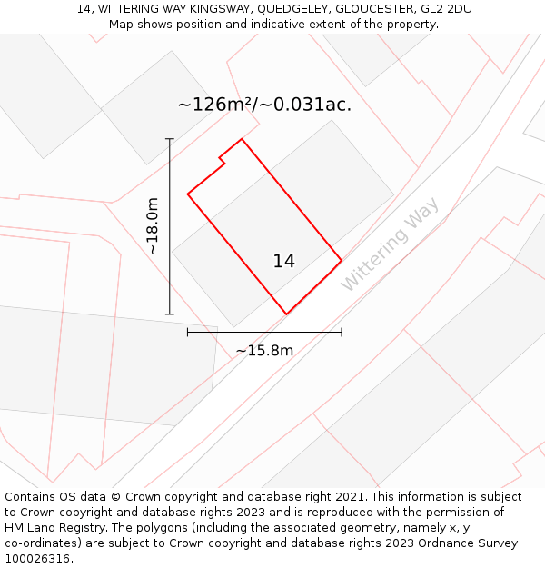14, WITTERING WAY KINGSWAY, QUEDGELEY, GLOUCESTER, GL2 2DU: Plot and title map